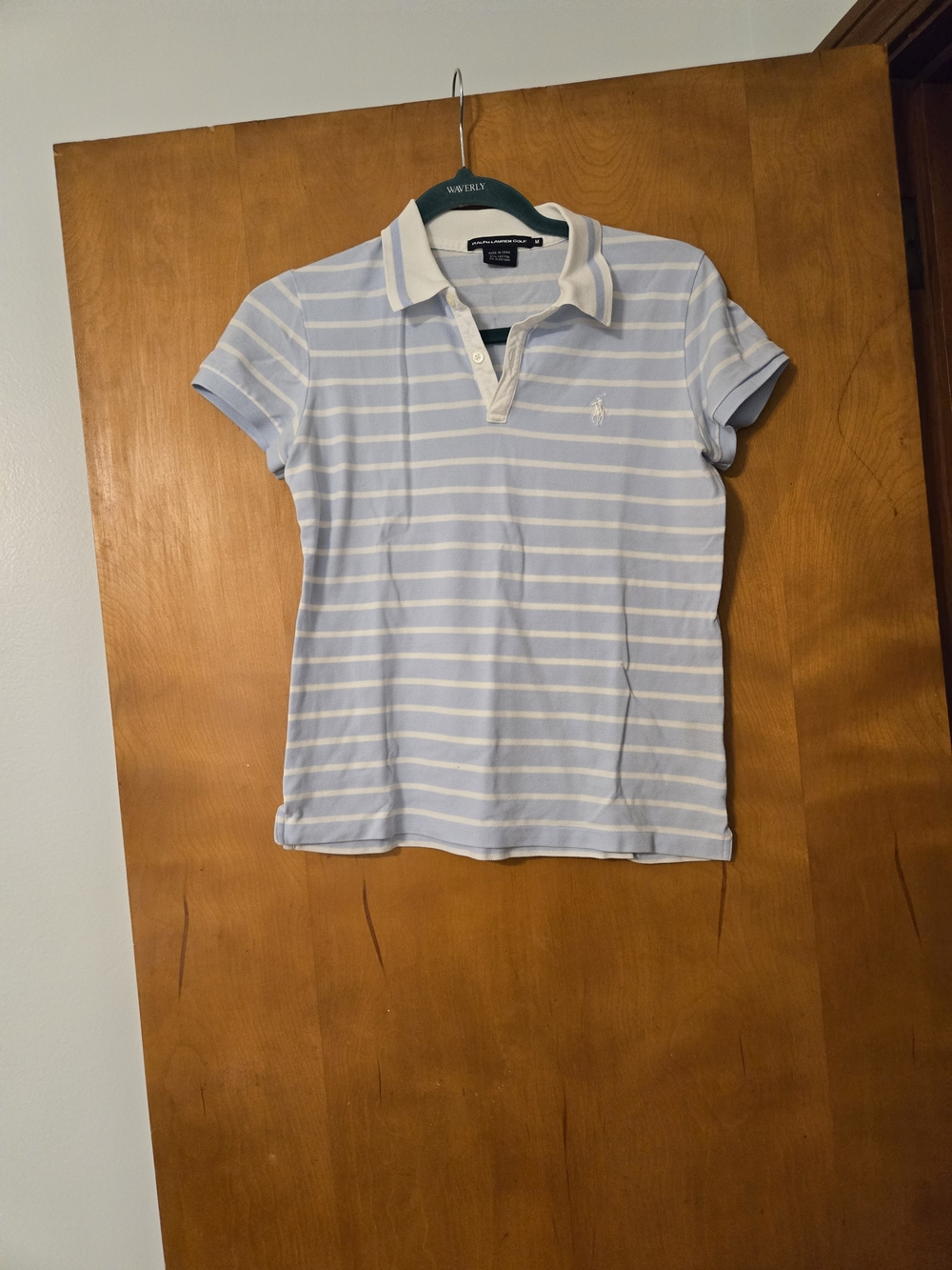 Ralph Lauren Golf Blue & White Striped Polo Shirt Size M